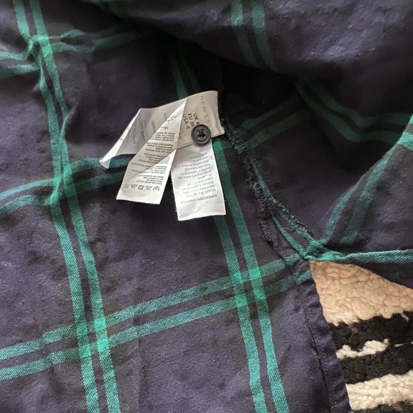 NEW LOOK Navy Green Plaid Flannel Shirt Button Up - Picture 5 of 6